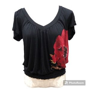 Arden B Y2K Tropical Floral Blouse